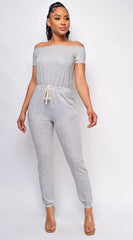 Rise And Lounge Gray Off Shoulder Jumpsuit
