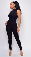 Portland Black High Neck Jumpsuit