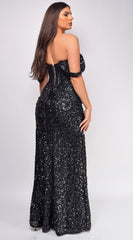 Milania Black Sequin Gown