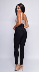 Hara Black High Waist Belted Bandage Pants