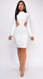 Kalanie White High Neck Bandage Dress