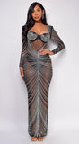 Molly Black Rhinestone Maxi Dress