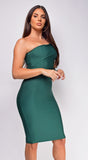 Iona Green One Sleeve Bandage Midi Dress