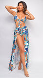 Tayah Blue Tropical Print Set