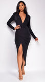 Mika Black Wrap Maxi Dress