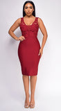 Freya Wine Red Crochet Lace Bandage Dress