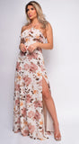 Arabella Light Beige Multi Floral Print Maxi Dress