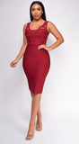 Freya Wine Red Crochet Lace Bandage Dress