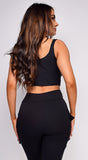Marseille Black Button Knitted Crop Top