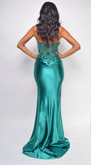 Carina Green Satin Corset Gown