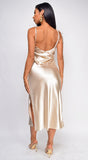 Lavinia Gold Champagne Satin Midi Dress
