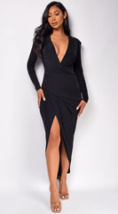 Mika Black Wrap Maxi Dress