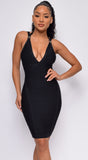 Make Your Entrance Black Buckle Strap Bandage Dress