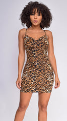 Lexi Brown Leopard Print Cowl Neck Dress