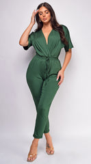 Lia Hunter Green V Neck Jumpsuit