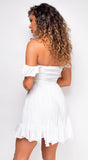 Seychelles White Smocked Off Shoulder Dress