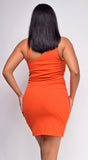 Ratana Orange One Shoulder Cut Out Mini Dress