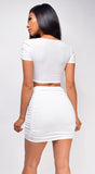 Avalon White Ruched Top & Skirt Set