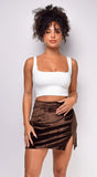 Jordan Brown Velvet Mini Skirt