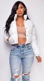 Miguel White Puffer Bomber Jacket