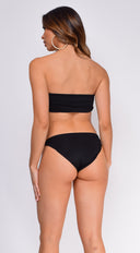 Palm Springs Black Bandeau Bow Front Knot Bikini close-up of fabric and construction