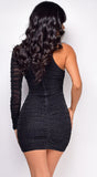 Malia Black Metallic Mesh One Shoulder Dress