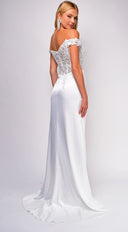 Paige Off White Bridal Gown stitching and texture close-up hemline and silhouette detail