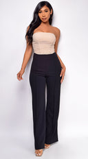 Araminta Beige Bandeau Mesh Corset Top