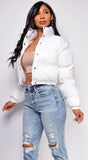 Miguel White Puffer Bomber Jacket