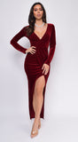 Shae Burgundy Red Velvet Wrap Maxi Dress