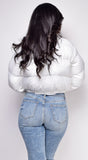 Miguel White Puffer Bomber Jacket