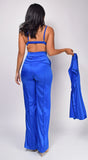 Yareli Royal Blue Satin Three Piece Set