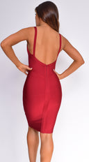 Colette Burgundy Red Low Back Bandage Dress