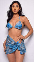 Oceanfront Blue Animal Print Bikini Set