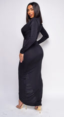 Celeste Black V Plunge Drape Dress