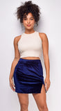 Jordan Navy Blue Velvet Mini Skirt