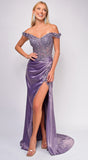 Winter Lavender Purple Off Shoulder Sequin Gown