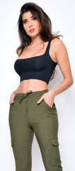 Ilva Black Square Neck Crop top