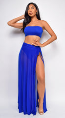 Skyros Royal Blue Mesh Maxi Wrap Cover-up Skirt