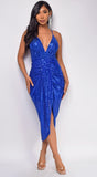 Seine Royal Blue Sequin Midi Dress