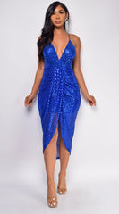 Seine Royal Blue Sequin Midi Dress