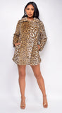 Alford Brown Leopard Print Faux Fur Coat