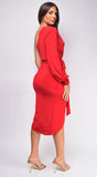 Velora Red One Shoulder Midi Dress