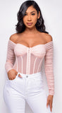 Vieve Pink Mesh Corset Bodysuit