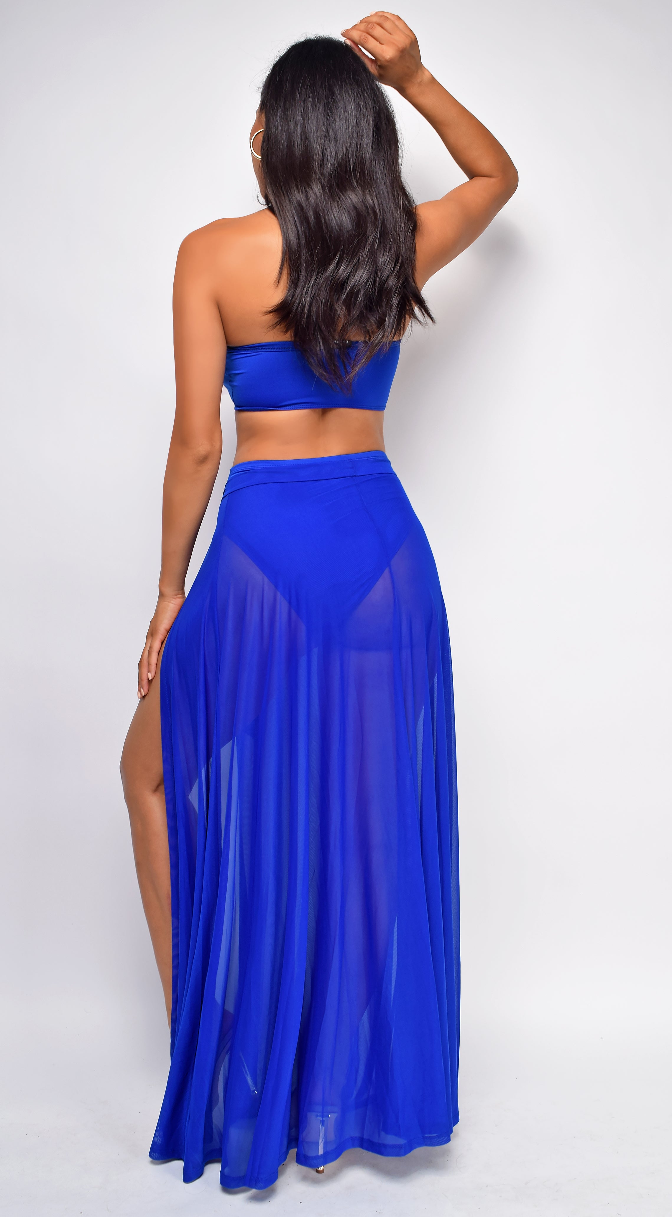 Skyros Royal Blue Mesh Maxi Wrap Cover-up Skirt