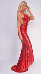 Cateleya Red Sequin Gown