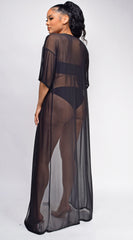 Panama Black Maxi Kimono Cover Up