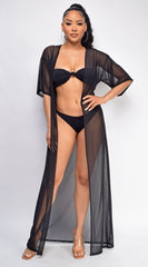 Panama Black Maxi Kimono Cover Up