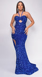 Sariah Royal Blue Halter Sequin Gown