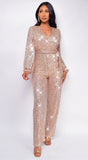 Zaneta Rose Gold Sequin Jumpsuit